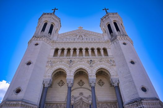 The Basilica of Notre Dame de Fourviere overlooking Lyon, France.