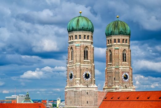 The Frauenkirche, or Cathedral of Our Dear Lady) located in Munich, Bavaria, Germany. 