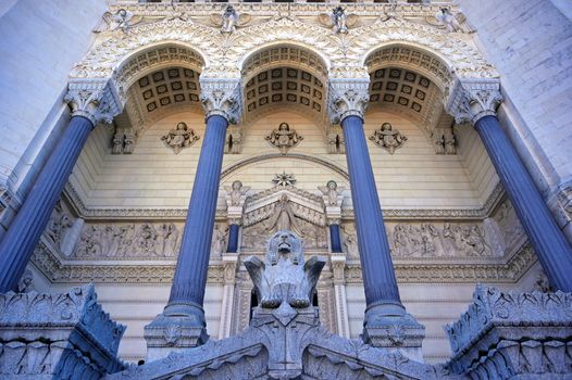 The Basilica of Notre Dame de Fourviere overlooking Lyon, France.