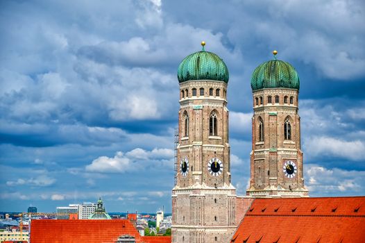 The Frauenkirche, or Cathedral of Our Dear Lady) located in Munich, Bavaria, Germany. 