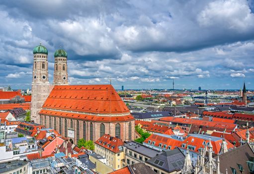 The Frauenkirche, or Cathedral of Our Dear Lady) located in Munich, Bavaria, Germany. 
