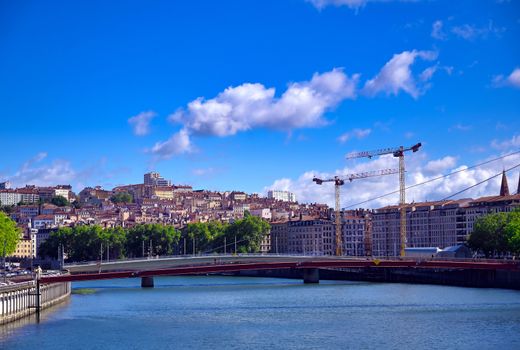 Lyon, France and the architecture along the Saone River.