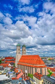 The Frauenkirche, or Cathedral of Our Dear Lady) located in Munich, Bavaria, Germany. 