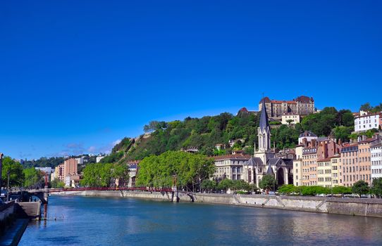 Lyon, France and the architecture along the Saone River.