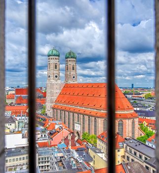 The Frauenkirche, or Cathedral of Our Dear Lady) located in Munich, Bavaria, Germany. 