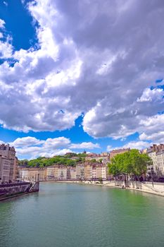 Lyon, France and the architecture along the Saone River.