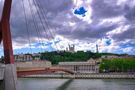 Lyon, France and the architecture along the Saone River.