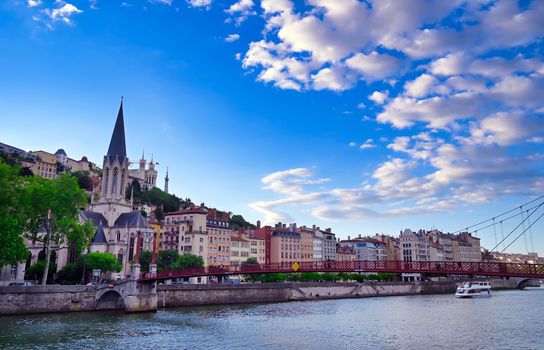 Lyon, France and the architecture along the Saone River.