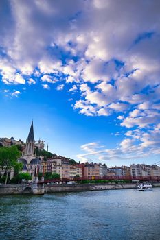 Lyon, France and the architecture along the Saone River.