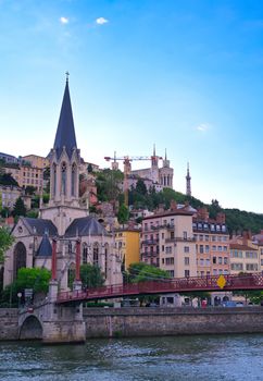 Lyon, France and the architecture along the Saone River.