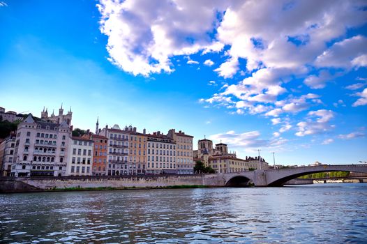 Lyon, France and the architecture along the Saone River.