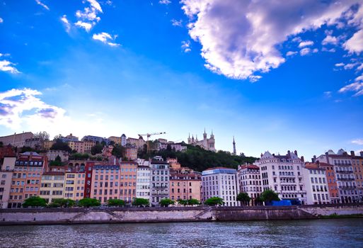 Lyon, France and the architecture along the Saone River.