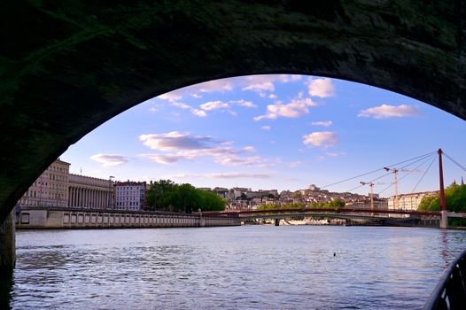 Lyon, France and the architecture along the Saone River.