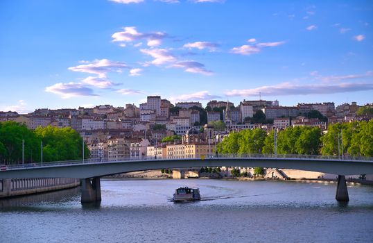 Lyon, France and the architecture along the Saone River.