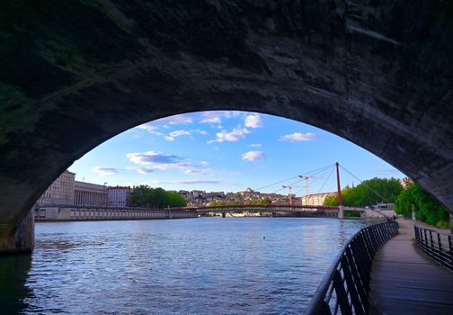 Lyon, France and the architecture along the Saone River.