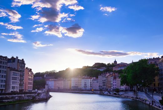 Lyon, France and the architecture along the Saone River.