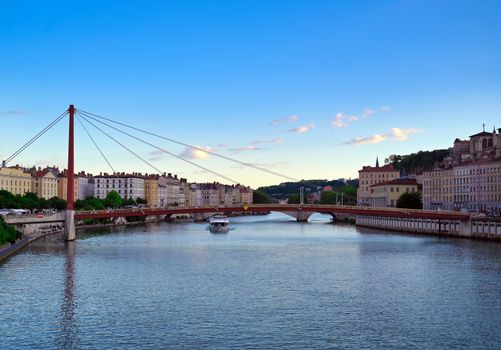 Lyon, France and the architecture along the Saone River.