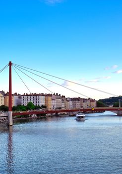 Lyon, France and the architecture along the Saone River.