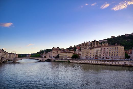 Lyon, France and the architecture along the Saone River.