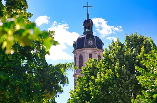 The Bell Tower of The Charity Hospital of Lyon in the center of Lyon, France.