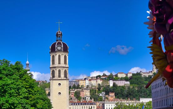 The Bell Tower of The Charity Hospital of Lyon in the center of Lyon, France.