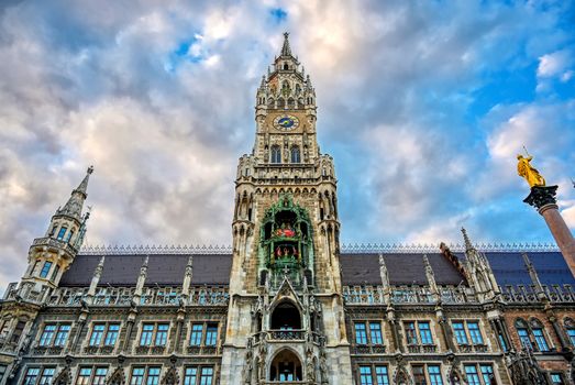 The New Town Hall located in the Marienplatz in Munich, Germany