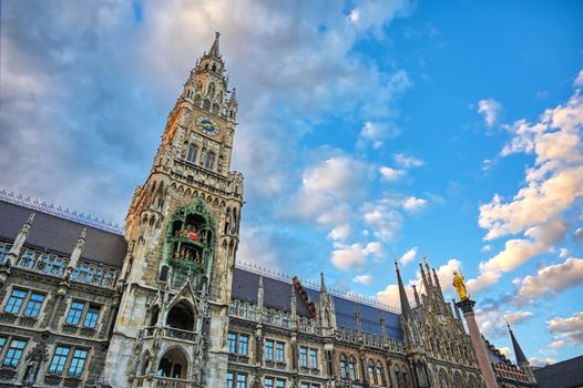 The New Town Hall located in the Marienplatz in Munich, Germany