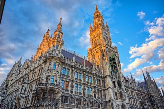 The New Town Hall located in the Marienplatz in Munich, Germany