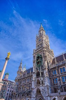 The New Town Hall located in the Marienplatz in Munich, Germany