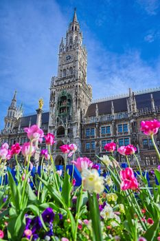 The New Town Hall located in the Marienplatz in Munich, Germany