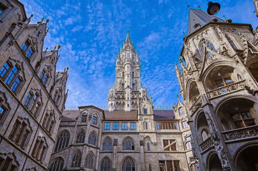 The New Town Hall located in the Marienplatz in Munich, Germany