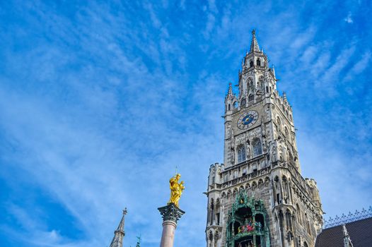 The New Town Hall located in the Marienplatz in Munich, Germany