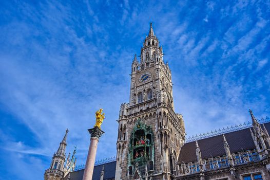 The New Town Hall located in the Marienplatz in Munich, Germany