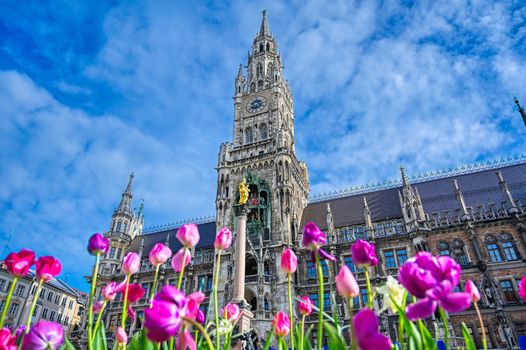 The New Town Hall located in the Marienplatz in Munich, Germany