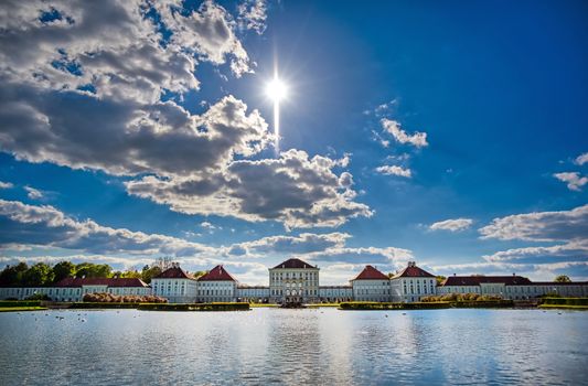 Munich, Germany - May 13, 2019 - The Nymphenburg Palace, Schloss Nymphenburg, is a Baroque palace in Munich, Bavaria, southern Germany. 