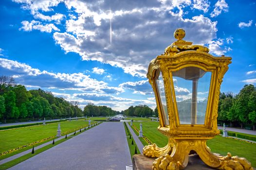 Munich, Germany - May 13, 2019 - The Nymphenburg Palace, Schloss Nymphenburg, is a Baroque palace in Munich, Bavaria, southern Germany. 