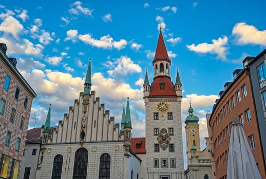 The Old Town Hall located in the Marienplatz in Munich, Germany.