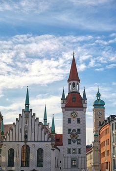 The Old Town Hall located in the Marienplatz in Munich, Germany.