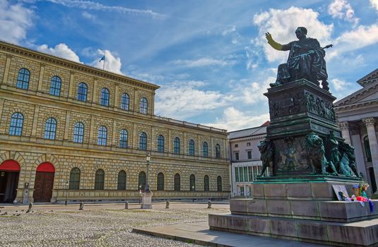 Munich, Germany - May 13, 2019 - The Residenz in central Munich, Bavaria, Germany is the former royal palace of the  Wittelsbach monarchs and is now a museum.