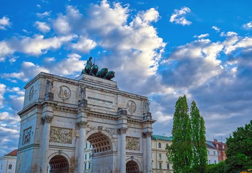 The Siegestor located in Munich, Bavaria, Germany and built in 1852.