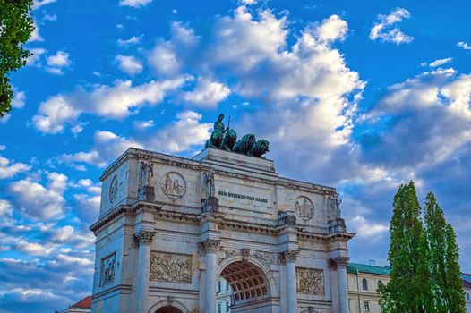 The Siegestor located in Munich, Bavaria, Germany and built in 1852.