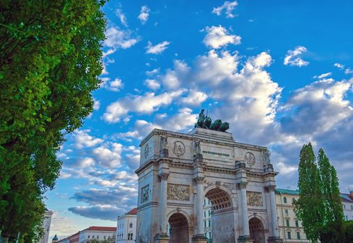 The Siegestor located in Munich, Bavaria, Germany and built in 1852.