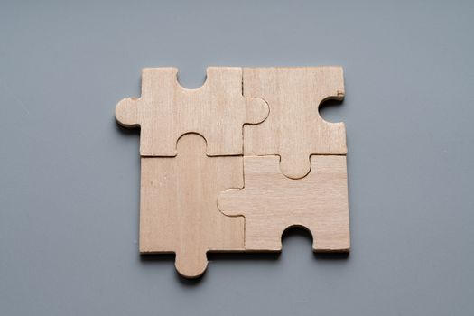 Wood puzzle for business concept