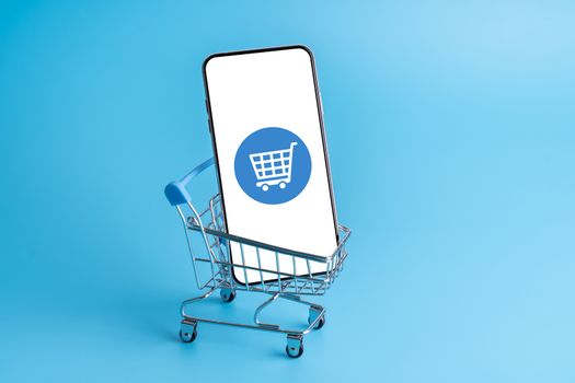 Online shopping & cloud icon on mobile phone application