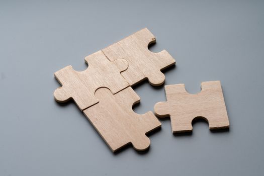 Wood puzzle for business concept