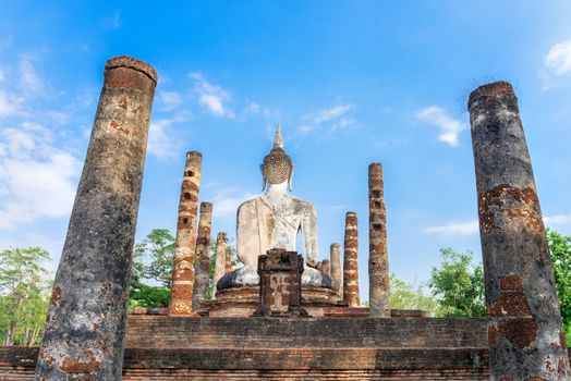 Wat Mahathat at Sukhothai historical park in Sukhothai, Thailand.