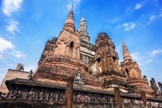 Wat Mahathat at Sukhothai historical park in Sukhothai, Thailand.