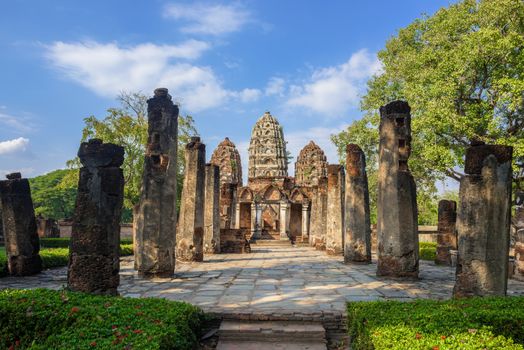 Wat Sri Savaya at Sukhothai historical park in Sukhothai, Thailand.