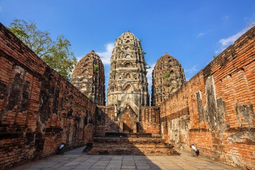 Wat Sri Savaya at Sukhothai historical park in Sukhothai, Thailand.