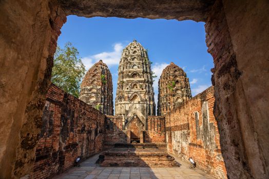 Wat Sri Savaya at Sukhothai historical park in Sukhothai, Thailand.